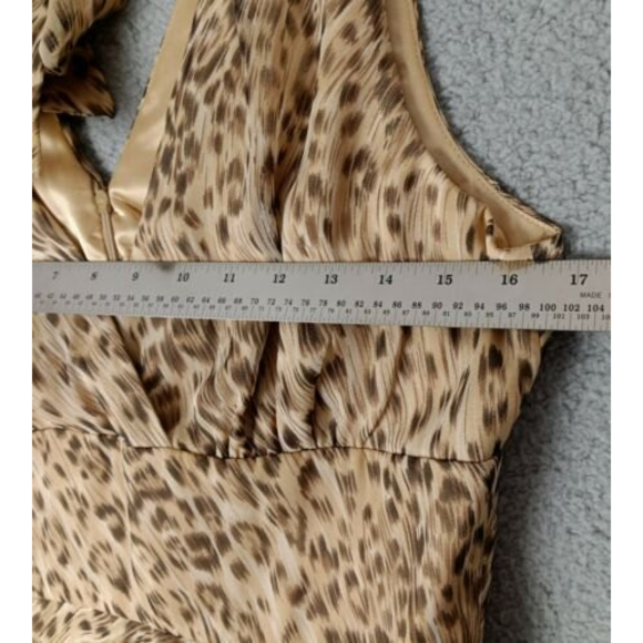 Scene By Donna Ricco Size M Leopard Print Flowy Halter Dress Silk Lining - Picture 6 of 10